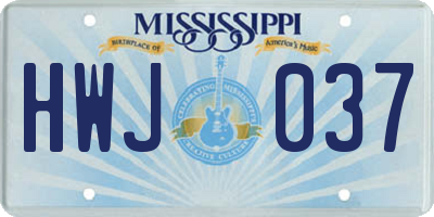 MS license plate HWJ037