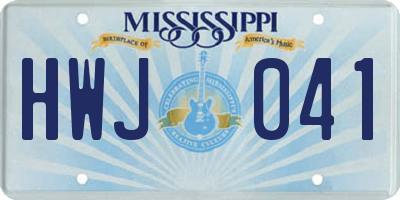 MS license plate HWJ041