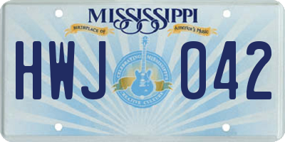 MS license plate HWJ042