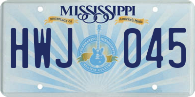 MS license plate HWJ045