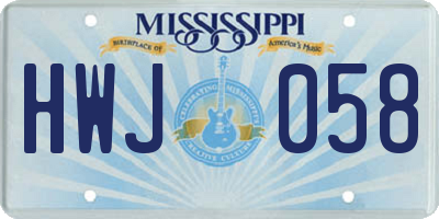 MS license plate HWJ058