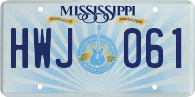 MS license plate HWJ061
