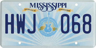MS license plate HWJ068