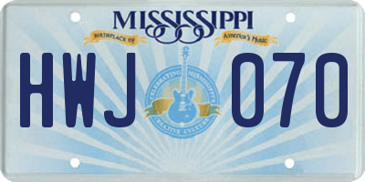 MS license plate HWJ070