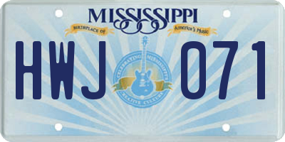 MS license plate HWJ071