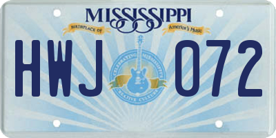 MS license plate HWJ072