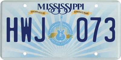 MS license plate HWJ073