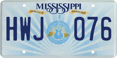 MS license plate HWJ076