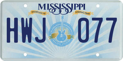 MS license plate HWJ077