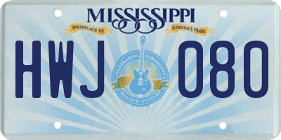 MS license plate HWJ080