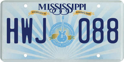 MS license plate HWJ088