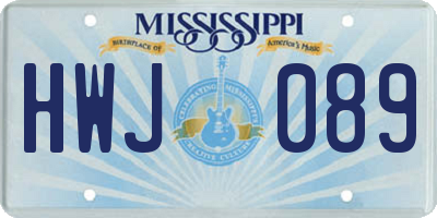 MS license plate HWJ089