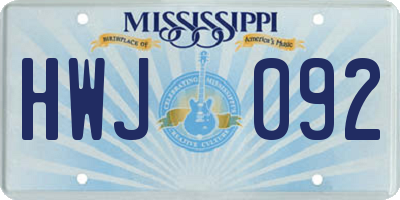 MS license plate HWJ092