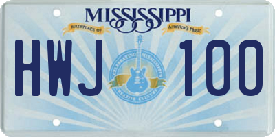 MS license plate HWJ100