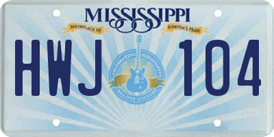 MS license plate HWJ104