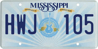 MS license plate HWJ105