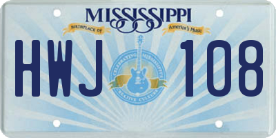 MS license plate HWJ108