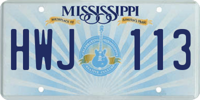 MS license plate HWJ113