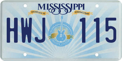 MS license plate HWJ115