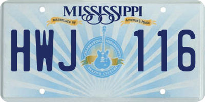 MS license plate HWJ116