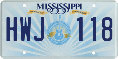 MS license plate HWJ118