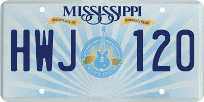 MS license plate HWJ120