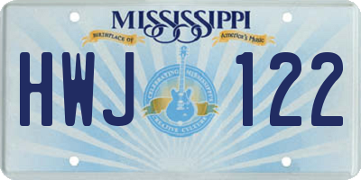 MS license plate HWJ122