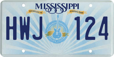 MS license plate HWJ124