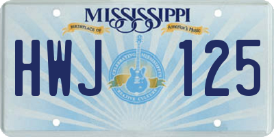 MS license plate HWJ125