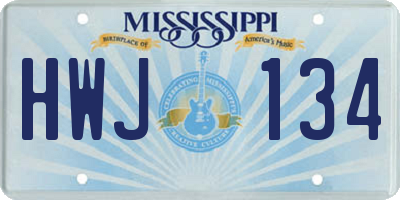 MS license plate HWJ134