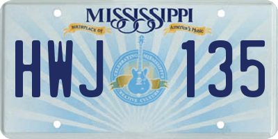 MS license plate HWJ135