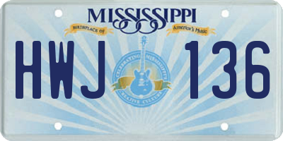 MS license plate HWJ136