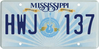 MS license plate HWJ137