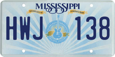 MS license plate HWJ138