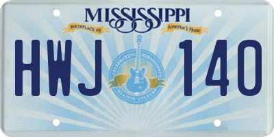 MS license plate HWJ140