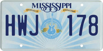 MS license plate HWJ178