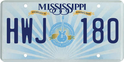 MS license plate HWJ180