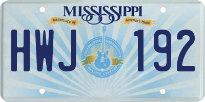 MS license plate HWJ192