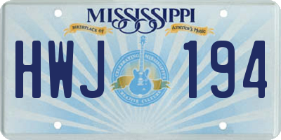 MS license plate HWJ194