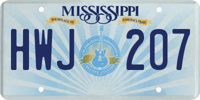 MS license plate HWJ207