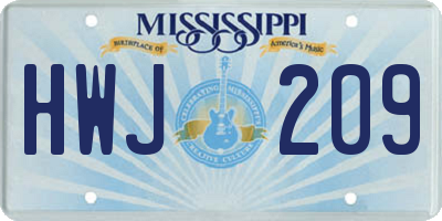 MS license plate HWJ209