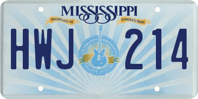 MS license plate HWJ214