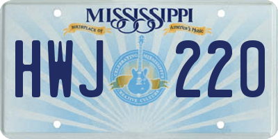 MS license plate HWJ220