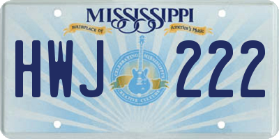 MS license plate HWJ222