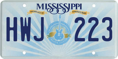 MS license plate HWJ223