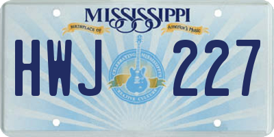 MS license plate HWJ227