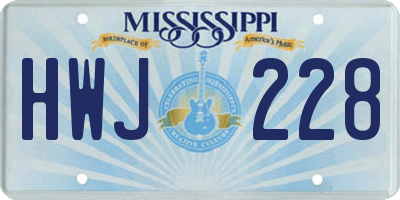 MS license plate HWJ228