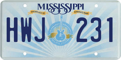 MS license plate HWJ231