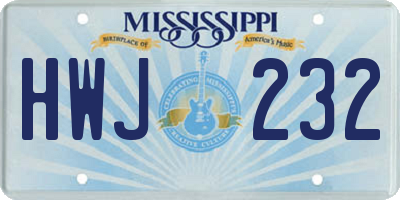 MS license plate HWJ232