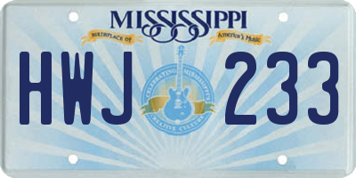 MS license plate HWJ233